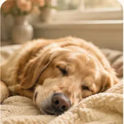 Small order thumbnail of a sleeping golden retriever