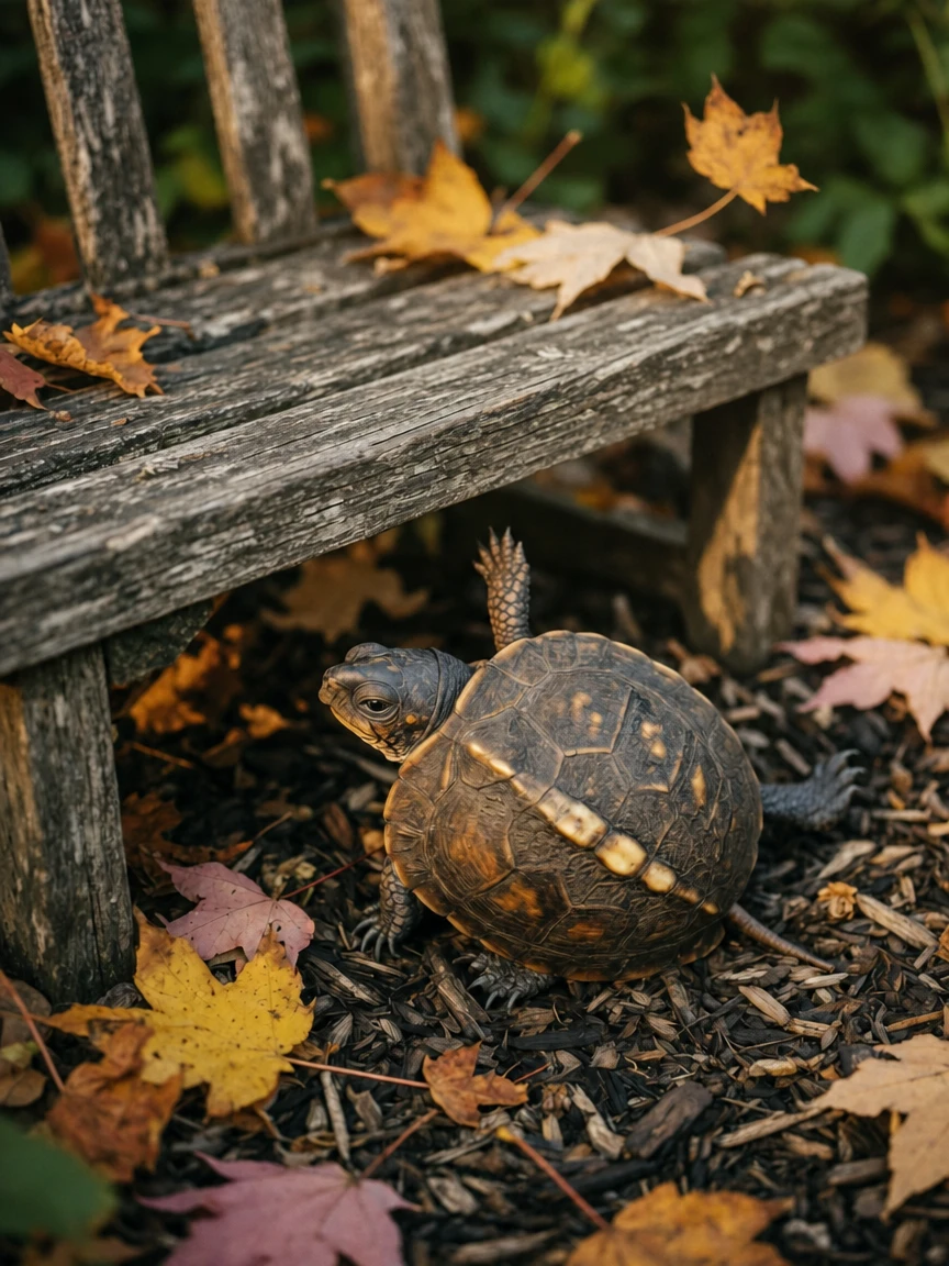 Juniper's finished keepsake among autumn leaves by a bench